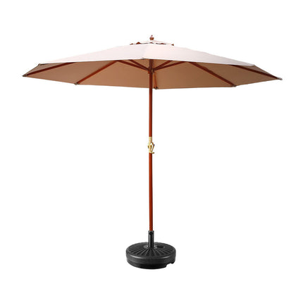Instahut 3m Outdoor Umbrella w/Base Pole Umbrellas Garden Sun Stand Deck Beige.