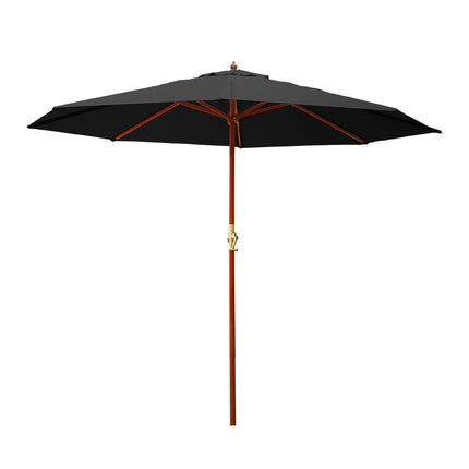 Instahut 3m Outdoor Umbrella Pole Umbrellas Beach Garden Sun Stand Patio Black.