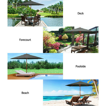 Instahut 3m Outdoor Umbrella Pole Umbrellas Beach Garden Sun Stand Patio Charcoal.