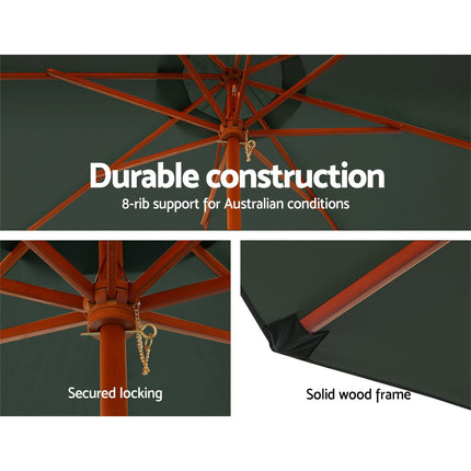 Instahut 3m Outdoor Umbrella Pole Umbrellas Beach Garden Sun Stand Patio Charcoal.