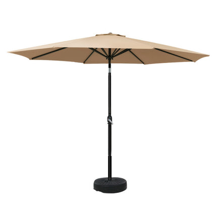 Instahut 3m Outdoor Umbrella w/Base Pole Tilt Beach Garden Patio Beige.