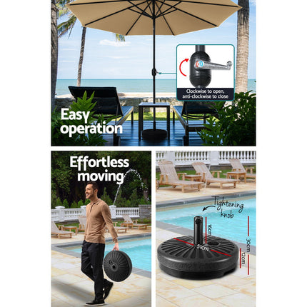 Instahut 3m Outdoor Umbrella w/Base Pole Tilt Beach Garden Patio Beige.