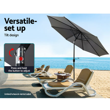 Instahut 3m Outdoor Umbrella Beach Pole Garden Patio Tilt Charcoal.