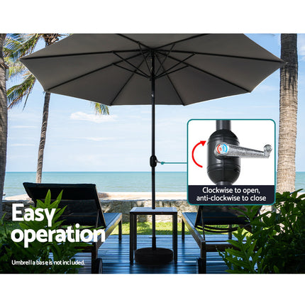 Instahut 3m Outdoor Umbrella Beach Pole Garden Patio Tilt Charcoal.