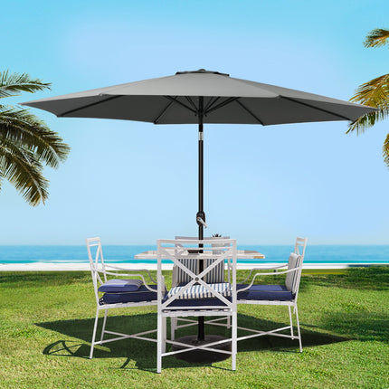 Instahut 3m Outdoor Umbrella Beach Pole Garden Patio Tilt Charcoal.