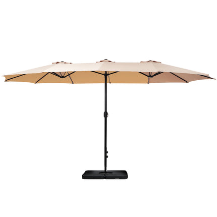 Instahut 4.57m Outdoor Umbrella w/Base Stand Beach Pole Garden Tilt Beige.