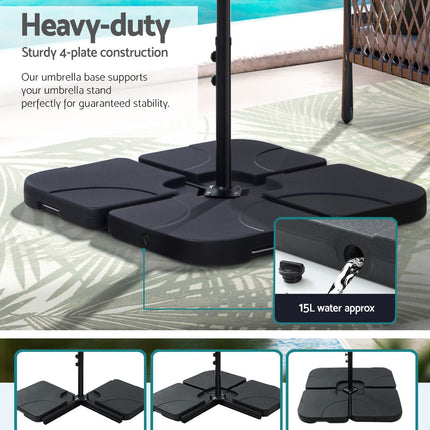 Instahut 4.57m Outdoor Umbrella w/Base Stand Beach Pole Garden Tilt Beige.