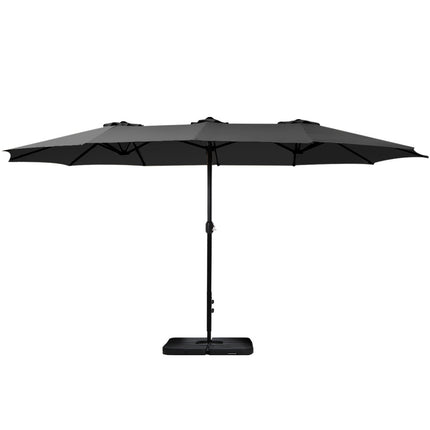 Instahut 4.57m Outdoor Umbrella w/Base Stand Beach Pole Garden Tilt Black.