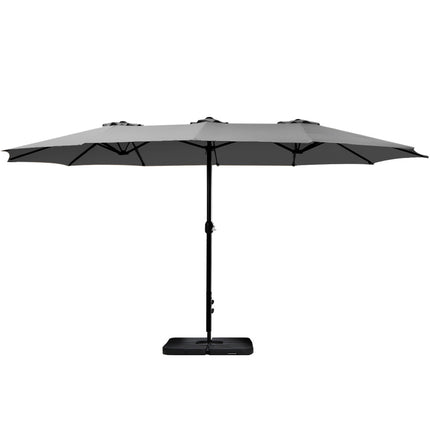Instahut 4.57m Outdoor Umbrella w/Base Stand Beach Pole Garden Tilt Charcoal.