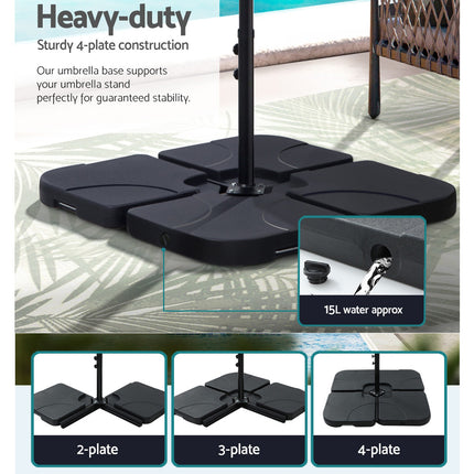 Instahut 4.57m Outdoor Umbrella w/Base Stand Beach Pole Garden Tilt Charcoal.