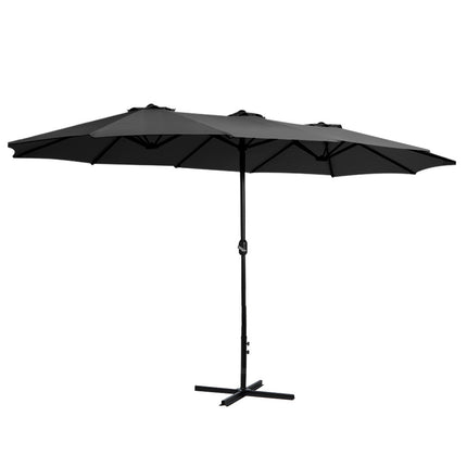 Instahut 4.57m Outdoor Umbrella Beach Pole Garden Tilt Black.