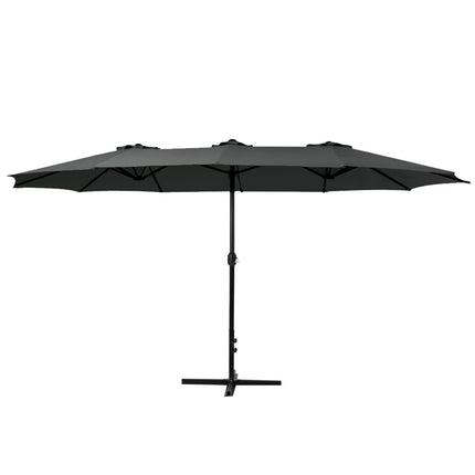 Instahut 4.57m Outdoor Umbrella Beach Pole Garden Tilt Black.