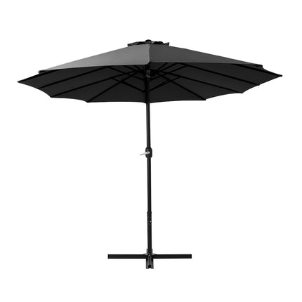Instahut 4.57m Outdoor Umbrella Beach Pole Garden Tilt Black.