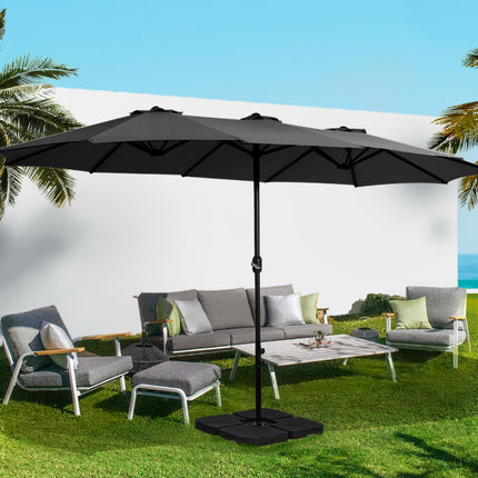 Instahut 4.57m Outdoor Umbrella Beach Pole Garden Tilt Black.