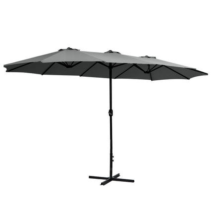Instahut 4.57m Outdoor Umbrella Beach Pole Garden Tilt Charcoal.