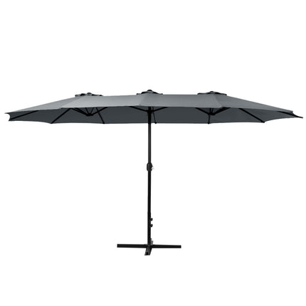 Instahut 4.57m Outdoor Umbrella Beach Pole Garden Tilt Charcoal.