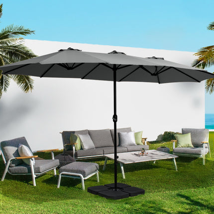 Instahut 4.57m Outdoor Umbrella Beach Pole Garden Tilt Charcoal.