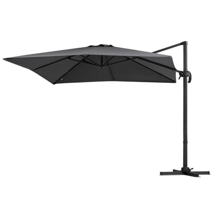 Instahut Outdoor Umbrella 3m Umbrellas Cantilever Stand Sun Roma 360 Degree Charcoal.