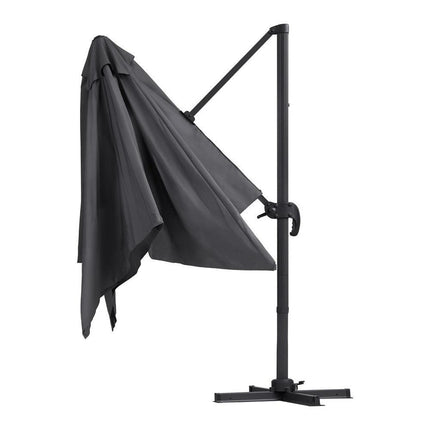Instahut Outdoor Umbrella 3m Umbrellas Cantilever Stand Sun Roma 360 Degree Charcoal.