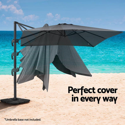 Instahut Outdoor Umbrella 3m Umbrellas Cantilever Stand Sun Roma 360 Degree Charcoal.