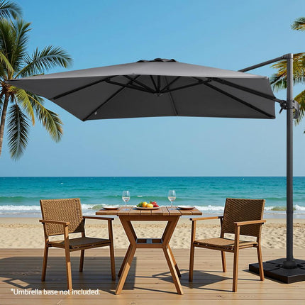 Instahut Outdoor Umbrella 3m Umbrellas Cantilever Stand Sun Roma 360 Degree Charcoal.