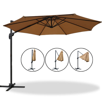 Instahut 3m Outdoor Umbrella Cantilever 360 Degree Tilt Beach Roma Beige.