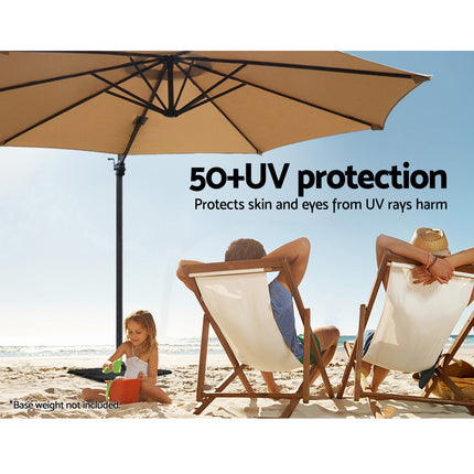 Instahut 3m Outdoor Umbrella Cantilever 360 Degree Tilt Beach Roma Beige.