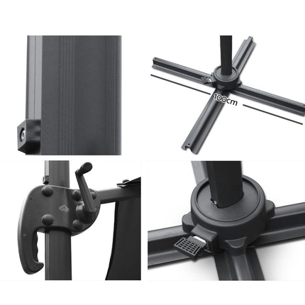 Instahut 3m Outdoor Umbrella Cantilever 360 Degree Tilt Beach Roma Black.