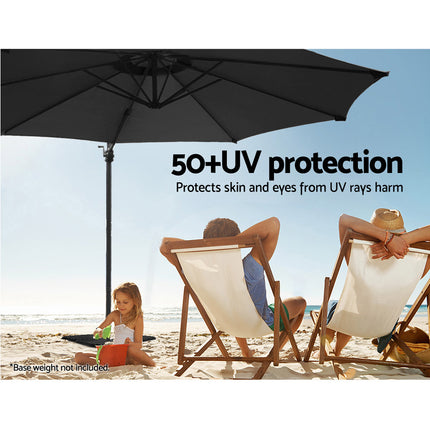 Instahut 3m Outdoor Umbrella Cantilever 360 Degree Tilt Beach Roma Black.