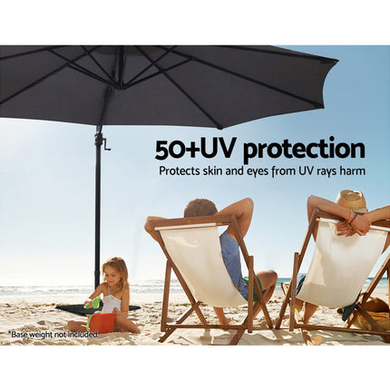 Instahut 3m Outdoor Umbrella Cantilever 360 Degree Tilt Beach Roma Charcoal.