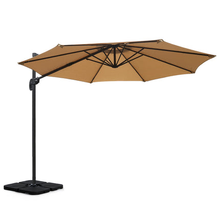 Instahut 3m Outdoor Umbrella w/Base Cantilever Beach Roma 360 Degree Tilt Beige.