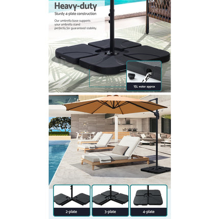 Instahut 3m Outdoor Umbrella w/Base Cantilever Beach Roma 360 Degree Tilt Beige.