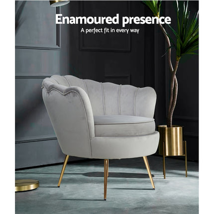 Artiss Armchair Velvet Grey Callista.