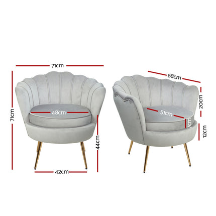 Artiss Armchair Velvet Grey Callista.