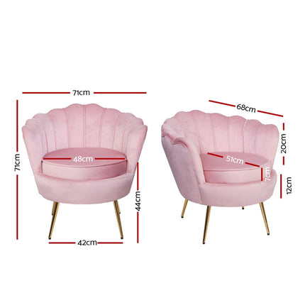 Artiss Armchair Velvet Pink Callista.