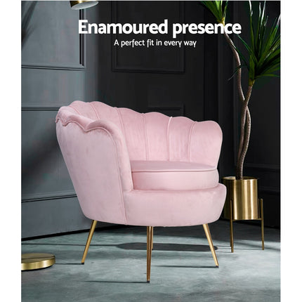Artiss Armchair Velvet Pink Callista.