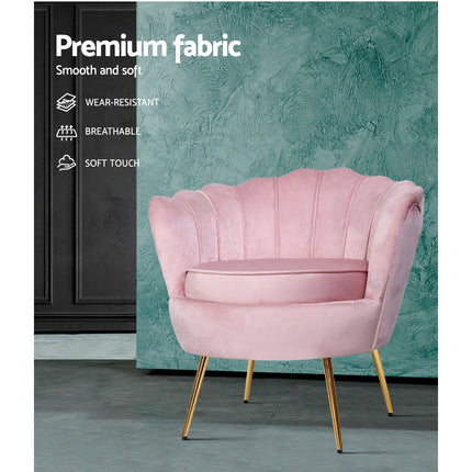 Artiss Armchair Velvet Pink Callista.