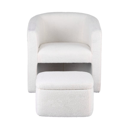 Artiss Armchair Accent Chair w/Ottoman Lounge Footrest Storage Boucle White.
