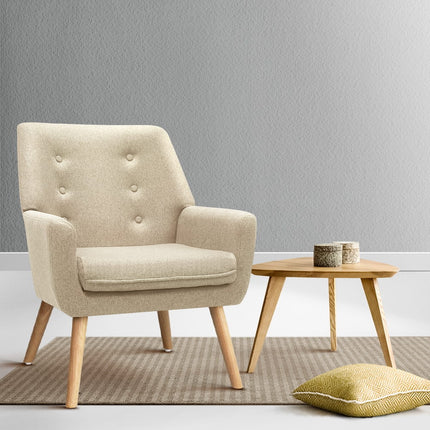 Artiss Armchair Linen Fabric Anne Beige.