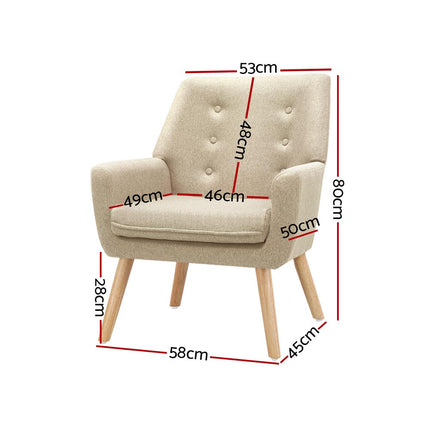 Artiss Armchair Linen Fabric Anne Beige.