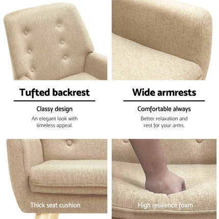 Artiss Armchair Linen Fabric Anne Beige.
