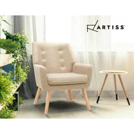Artiss Armchair Linen Fabric Anne Beige.