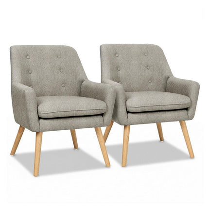Artiss 2X Armchair Lounge Chair Accent Tub Chair Beige ANNE.