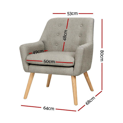 Artiss 2X Armchair Lounge Chair Accent Tub Chair Beige ANNE.