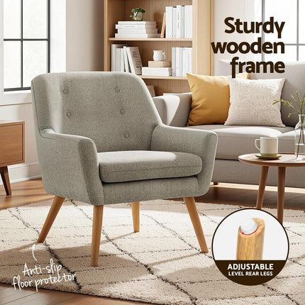 Artiss 2X Armchair Lounge Chair Accent Tub Chair Beige ANNE.
