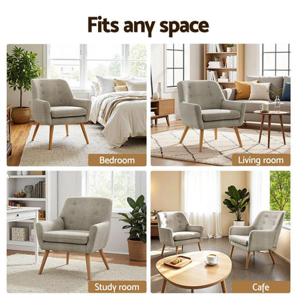 Artiss 2X Armchair Lounge Chair Accent Tub Chair Beige ANNE.