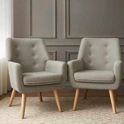 Artiss 2X Armchair Lounge Chair Accent Tub Chair Beige ANNE.