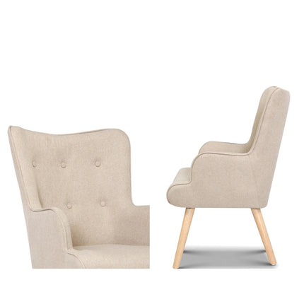 Artiss Armchair Set with Ottoman Beige Lansar.