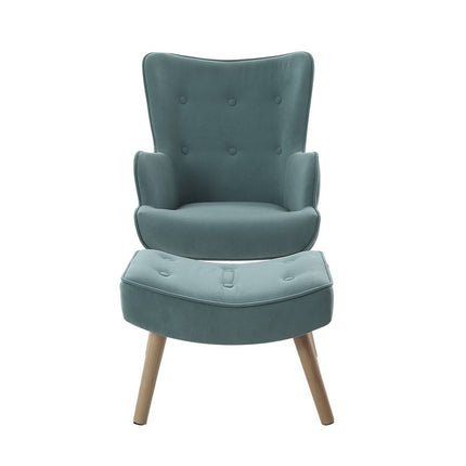 Artiss Armchair Set with Ottoman Blue Lansar.