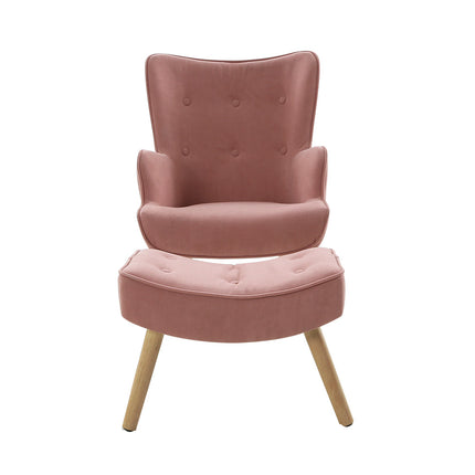 Artiss Ottoman Foot Stool Round Velvet Pink.